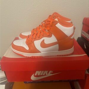 Nike Dunk High orange and white trainers